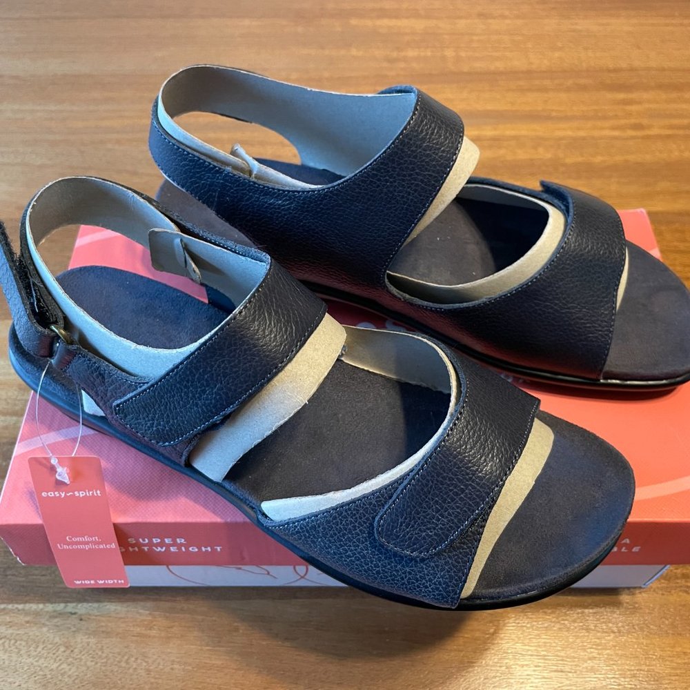 NIB Easy Spirit “Eshartwell” Navy Blue 9W Sandals, Summer Comfort Travel Wedding - Picture 11 of 12